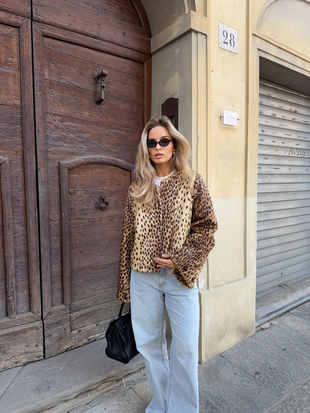 Collarless Leopard Bomber Jacket