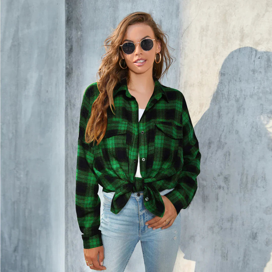 Women’s Vintage Plaid Blouse