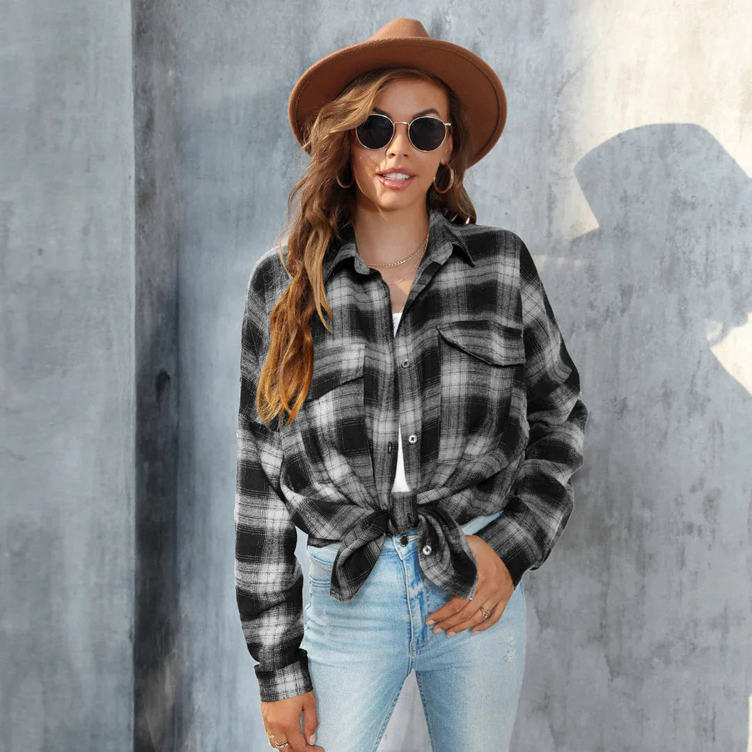 Women’s Vintage Plaid Blouse