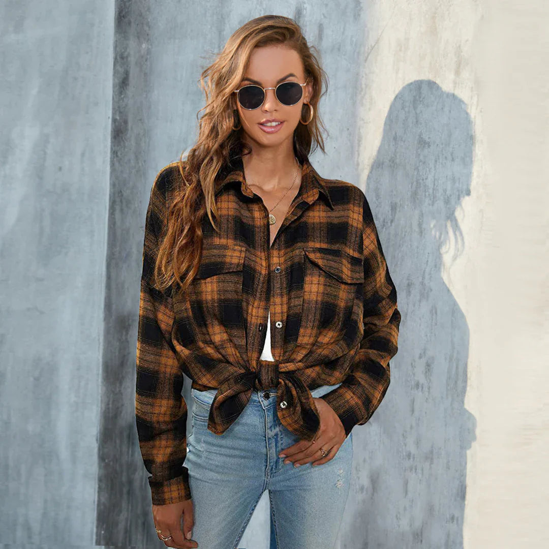 Women’s Vintage Plaid Blouse