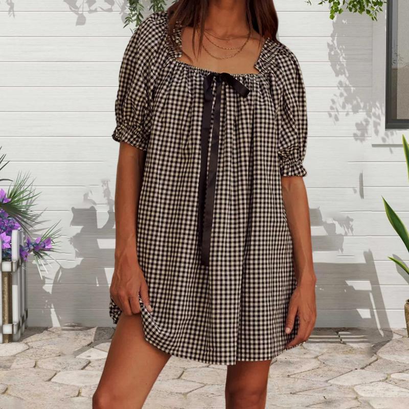 Trendy Mini Dress with Puff Sleeves