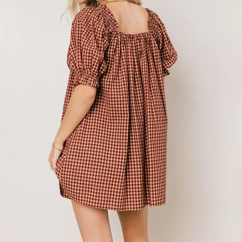 Trendy Mini Dress with Puff Sleeves