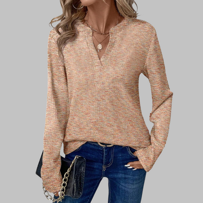 Cozy V-Neck Long Sleeve Blouse