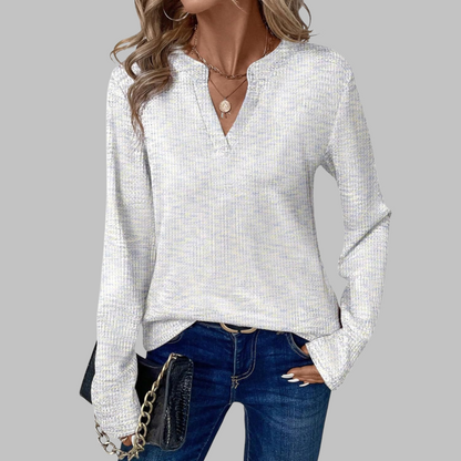 Cozy V-Neck Long Sleeve Blouse