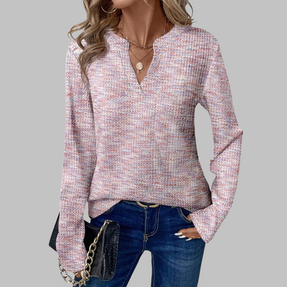 Cozy V-Neck Long Sleeve Blouse