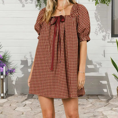 Trendy Mini Dress with Puff Sleeves
