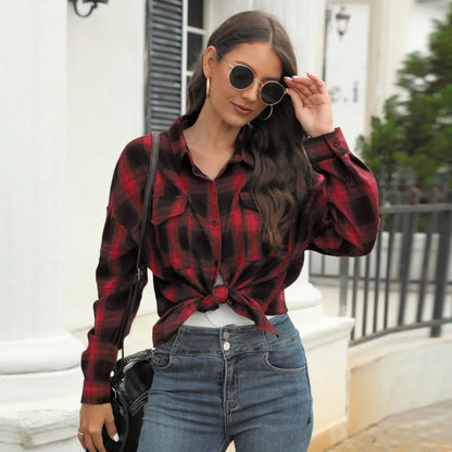 Women’s Vintage Plaid Blouse