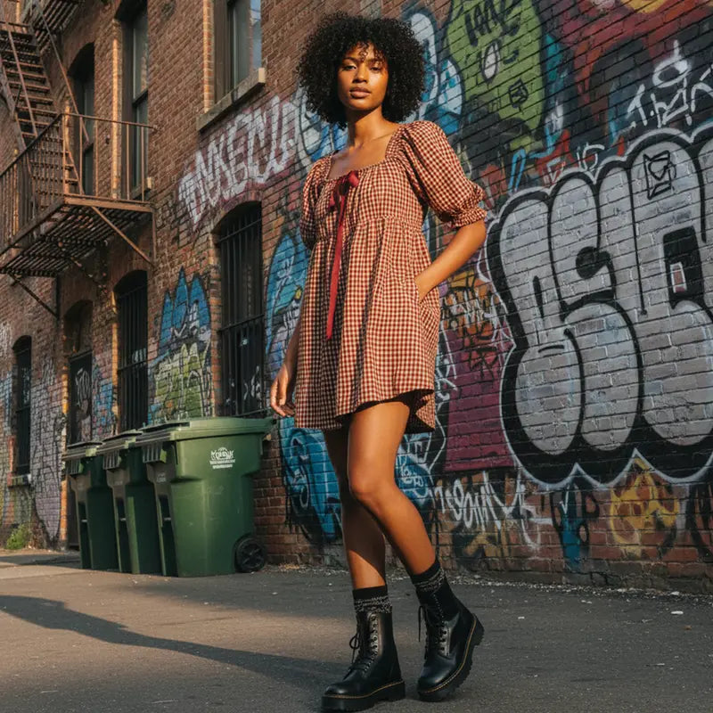 Trendy Mini Dress with Puff Sleeves