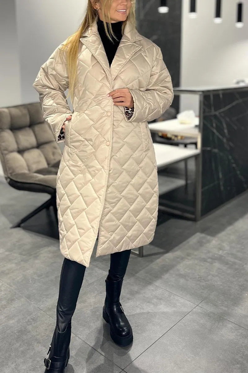 Luxe Quilted Mid Length Coat