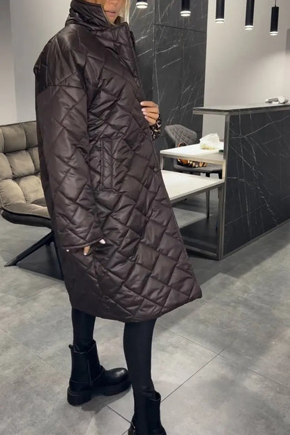 Luxe Quilted Mid Length Coat