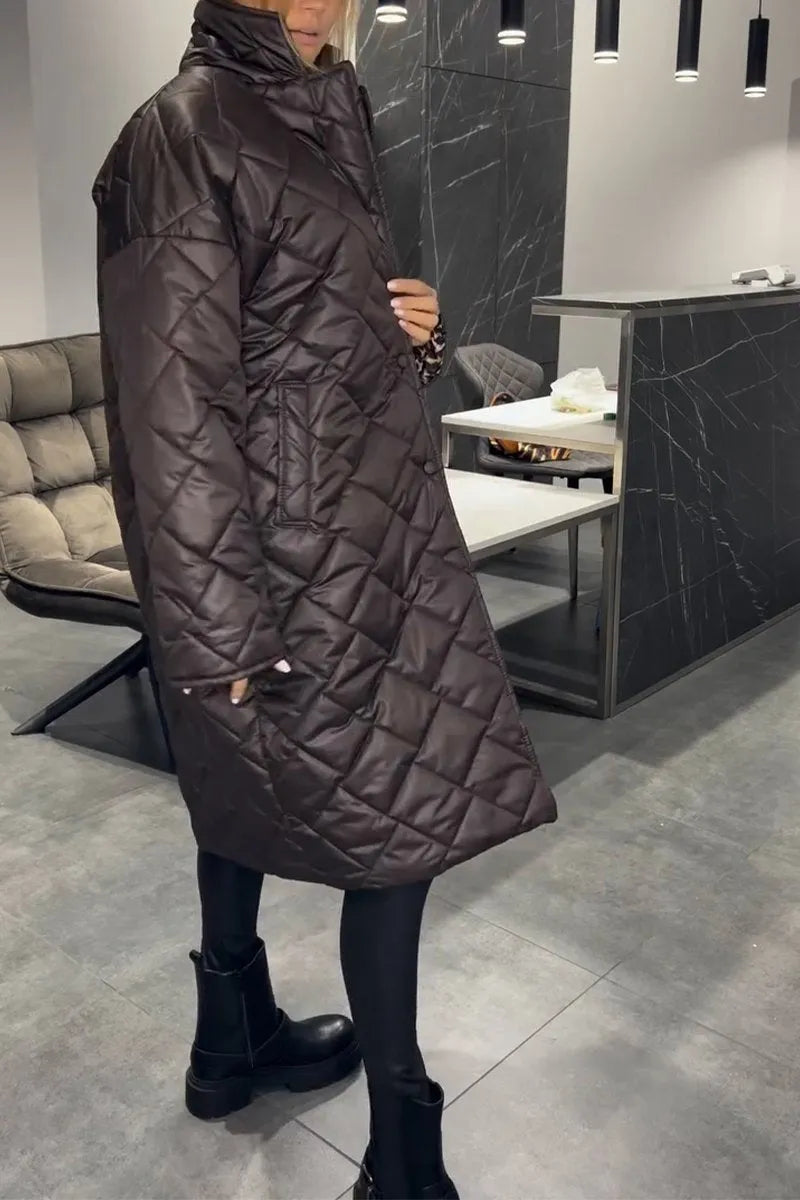 Luxe Quilted Mid Length Coat